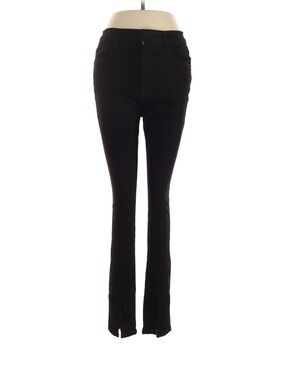 Frame Denim Black Skinny Jeans with Hem Slit